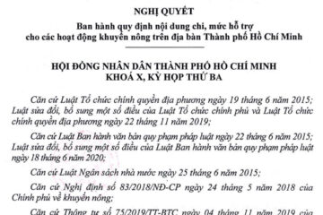 Nghị Quyết Ban hành quy định nôi dung chi, mức hỗ trợ cho các hoạt động khuyến nông trên địa bàn Thành Phố Hồ Chí Minh
